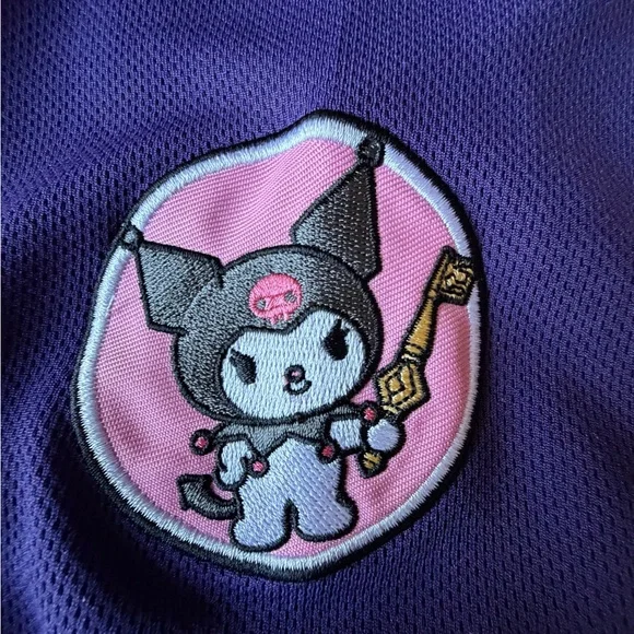 Sanrio Kuromi Jersey Purple Button Front Baseball Style Shirt, XL - Picture 4 of 9